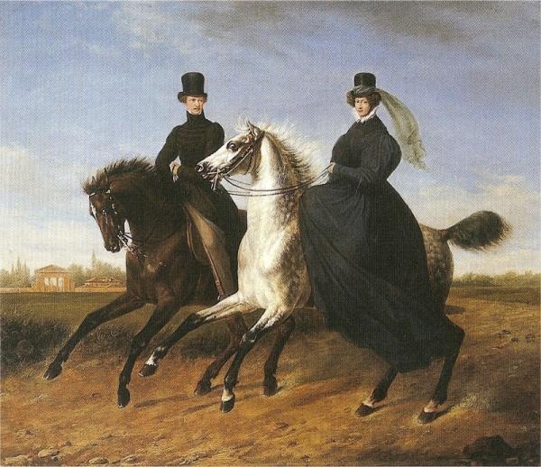 Marie Ellenrieder General Krieg of Hochfelden and his wife on horseback Norge oil painting art
